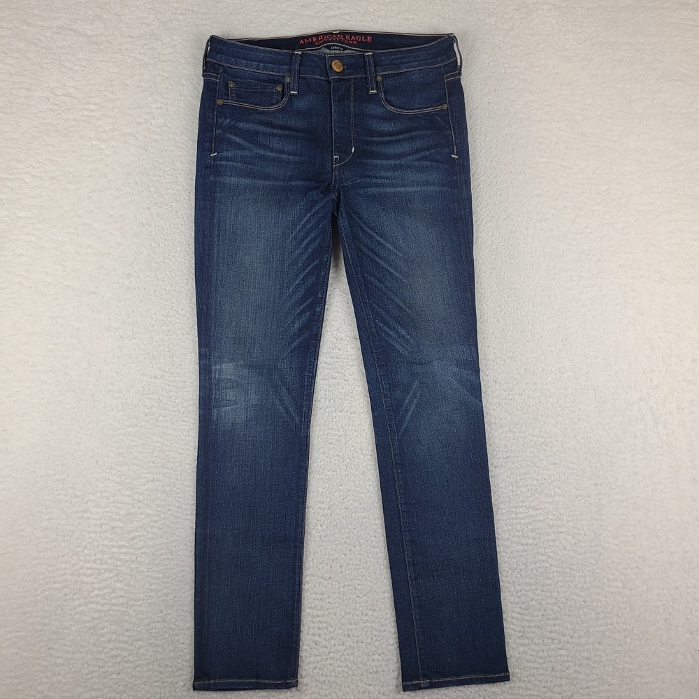 American Eagle Jeans Womens‎ 8 Blue Skinny Stretch Dark Wash Cone Denim USA